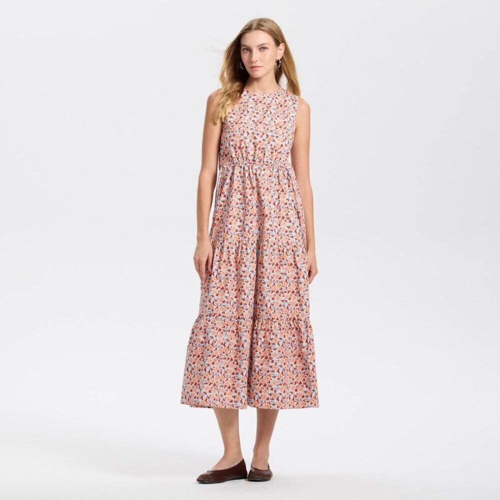 Women's Tiered Maxi A-Line Dress - Universal Threa Blue/Orange